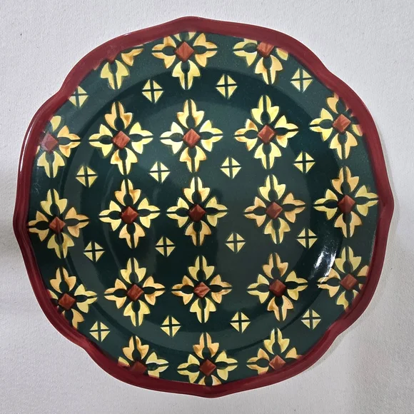 NWT Set Of 4 Pioneer Woman Vintage Geo Stoneware Salad Plates -- 8 1/2" - Picture 6 of 14
